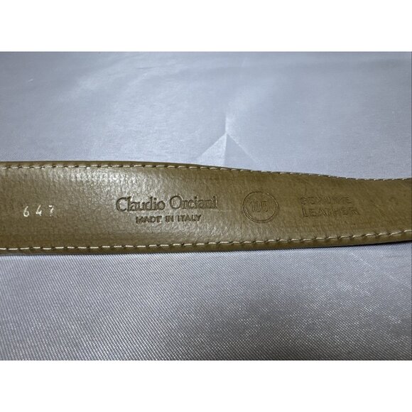 Claudio Orciani Brown Genuine Leather Belt W/Snake Print & Silver Buckle Design - Picture 6 of 8